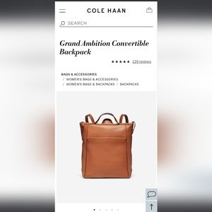 Cole Haan Grand Ambition Convertible Backpack  (LARGE) (BRITISH TAN)